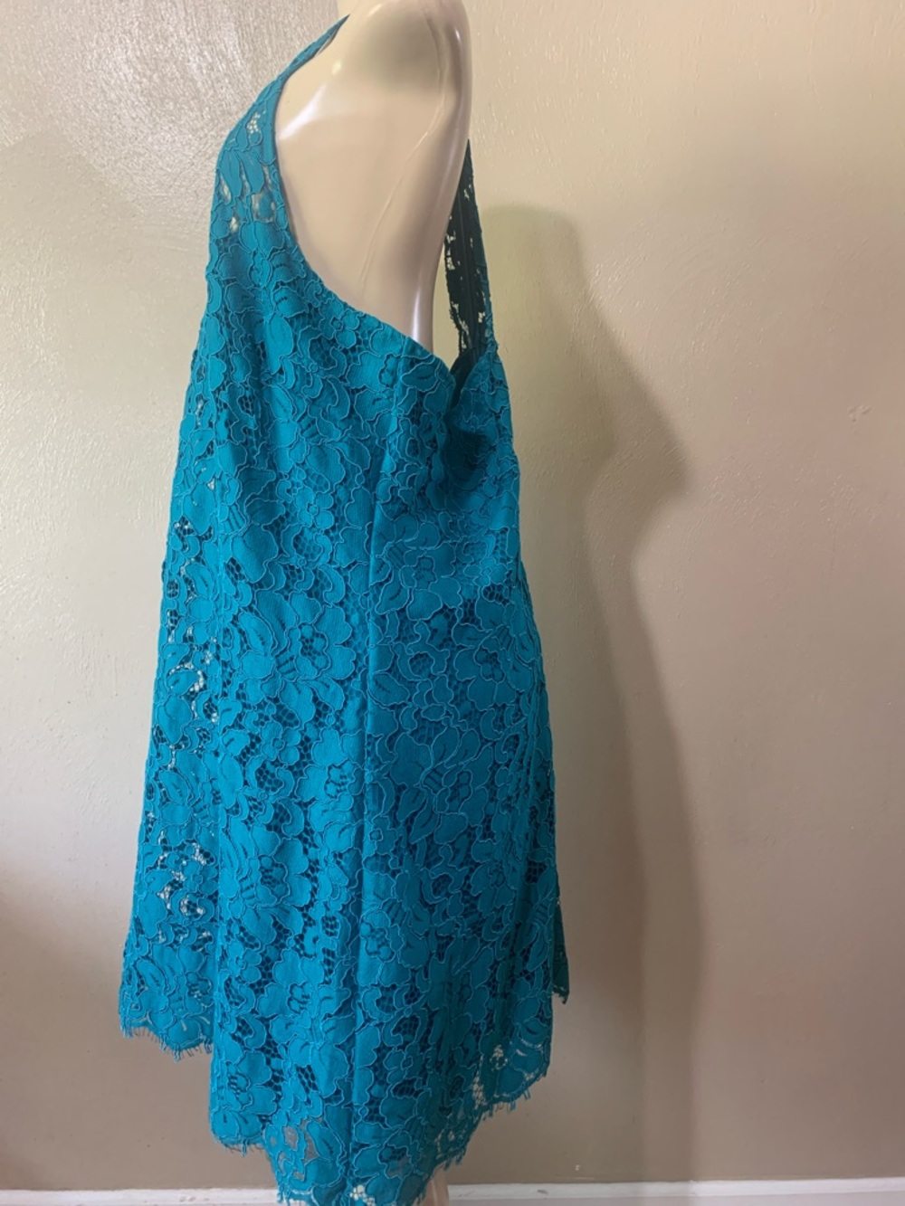 Free People Hutch size 2X Teal Floral Lace Halter Back Dress Lined, NWT - Picture 5 of 10
